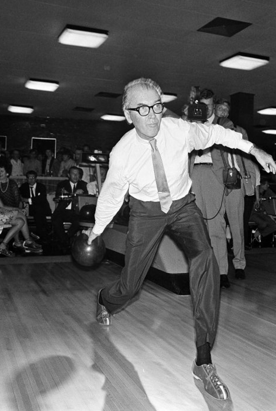 Jimmy Stewart in a celebrity bowling league in Los Angeles 